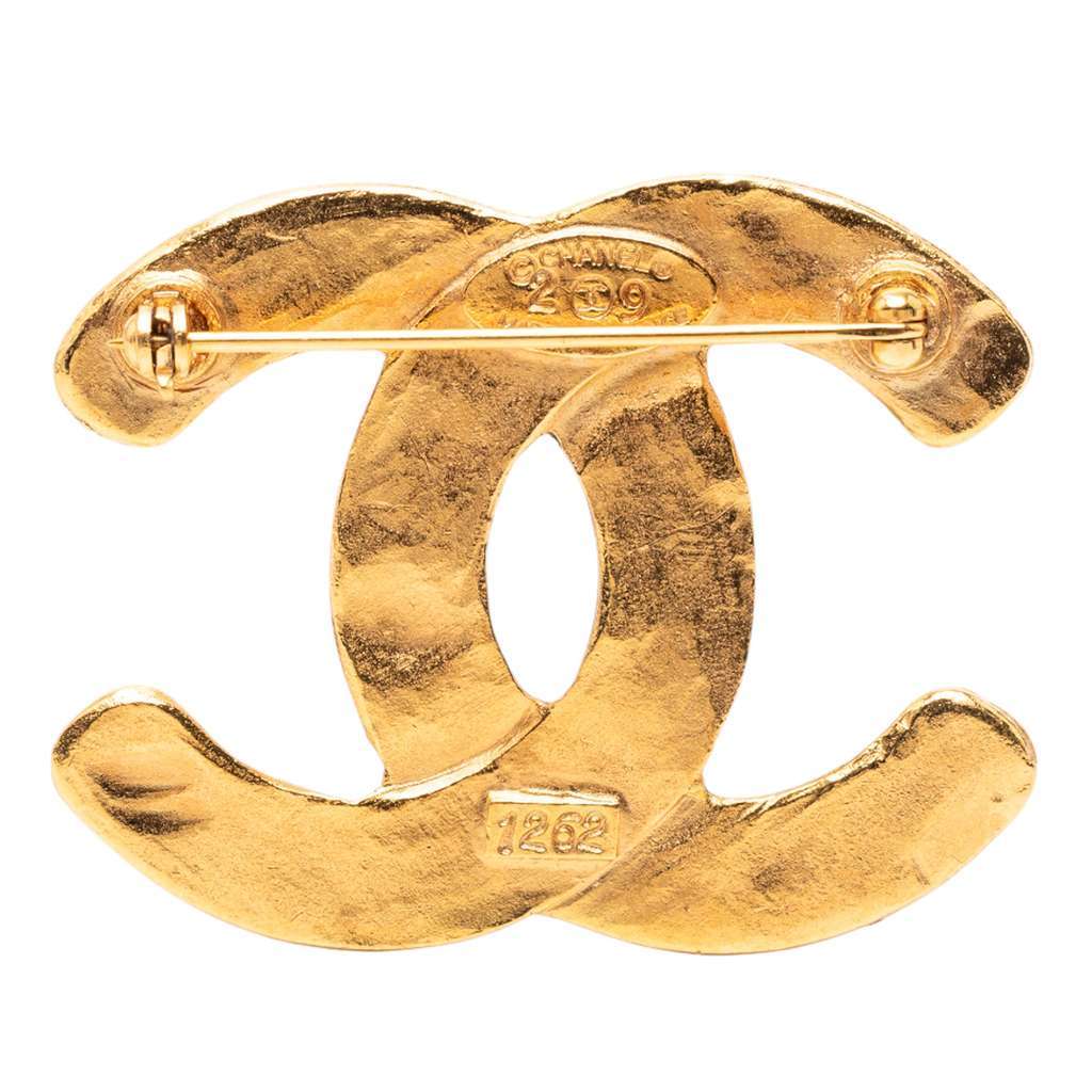 Chanel CC Gold Plated Woven Brooch Gold Metal Very good condition - Back View