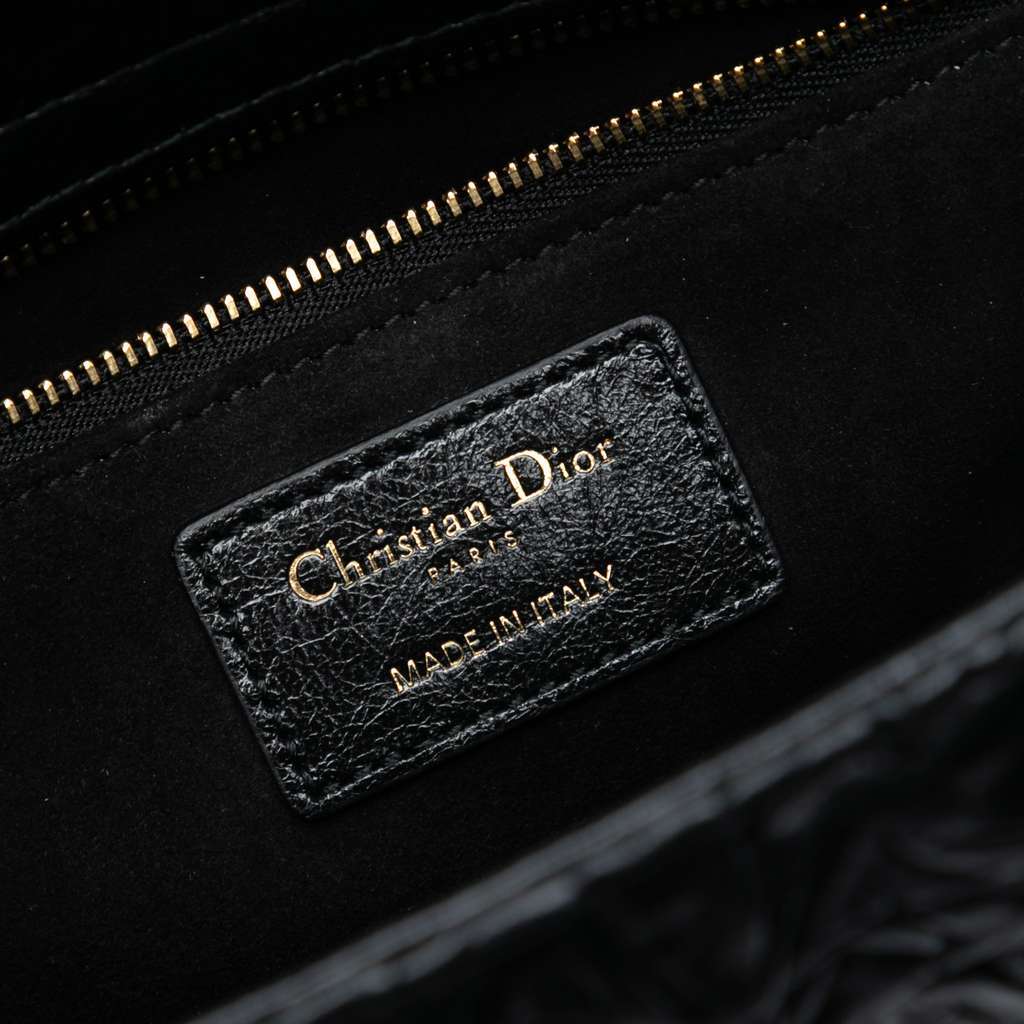 Dior Medium Wavy Crinkled Lambskin Lady Dior Black Leather Very good condition - Box View