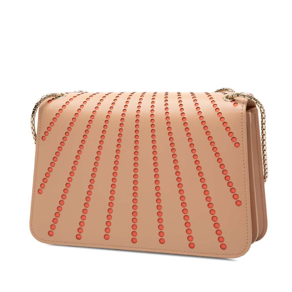 Bvlgari Medium Laser Cut Calfskin Serpenti Forever Diamond Blast Sunshine Crossbody Brown Leather Good - Back View