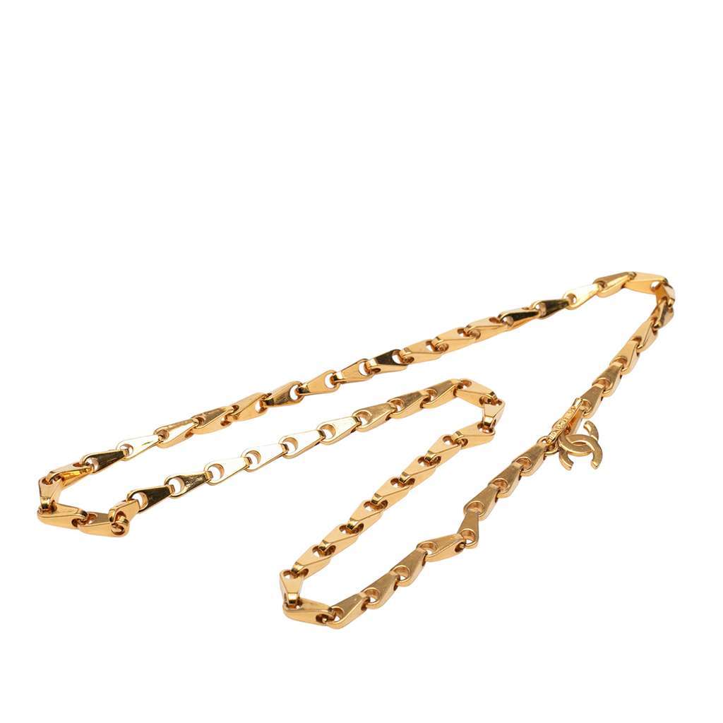 Chanel Gold Plated CC Pendant Necklace Gold Metal Very good - Front View