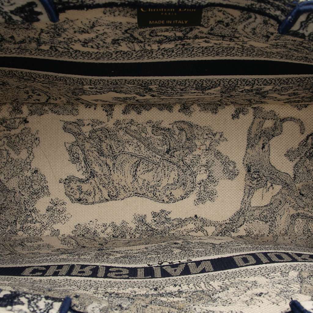 Dior Large Canvas Embroidered Dioriviera Toile De Jouy Book Tote Blue Canvas Fair - Model View