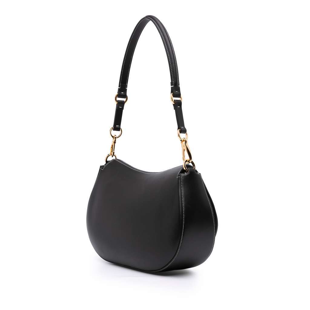 Valentino Medium Leather Ohval Flap Bag Black Leather Very good - Back View
