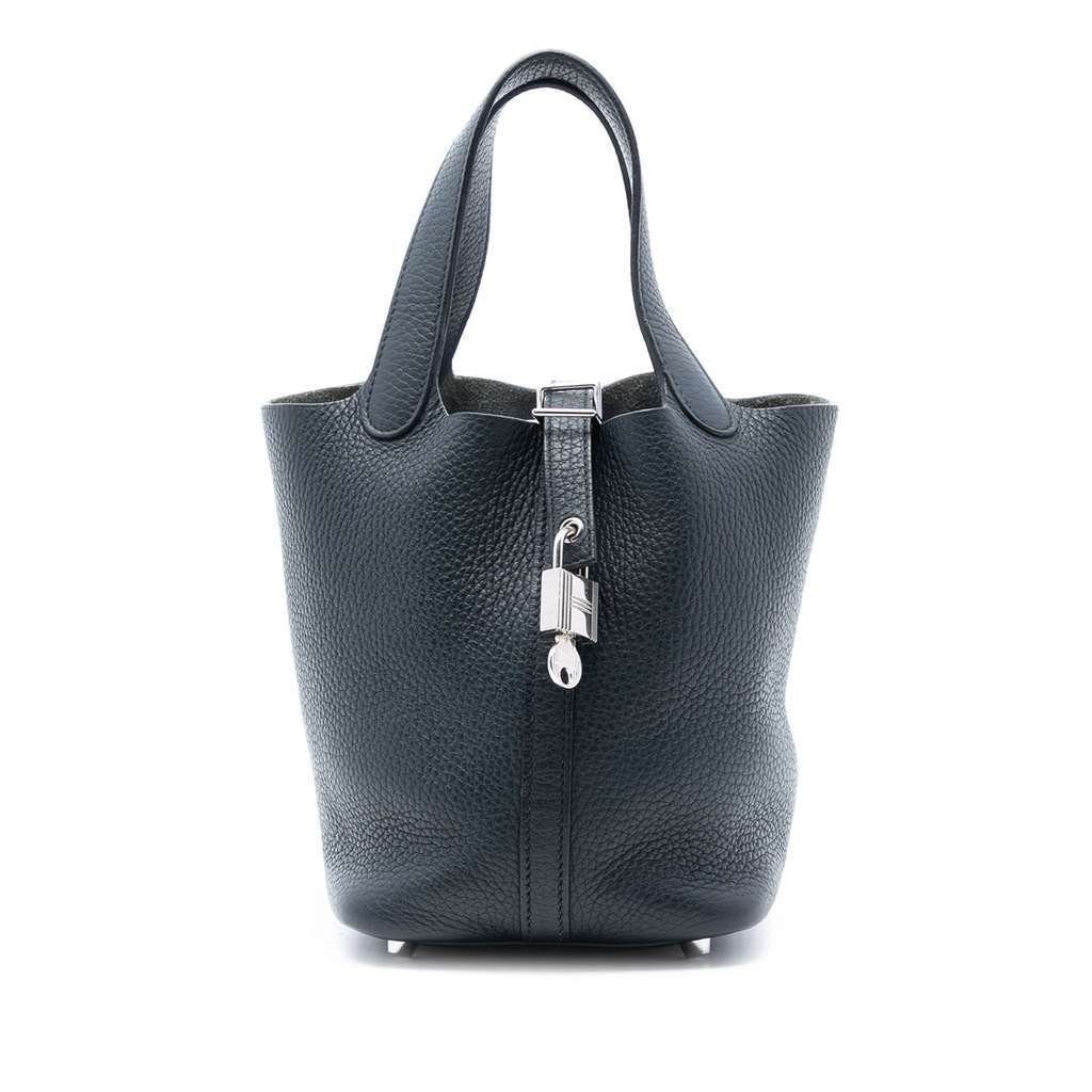 Hermès Clemence Picotin Lock 18 Blue Leather Good condition - Front View