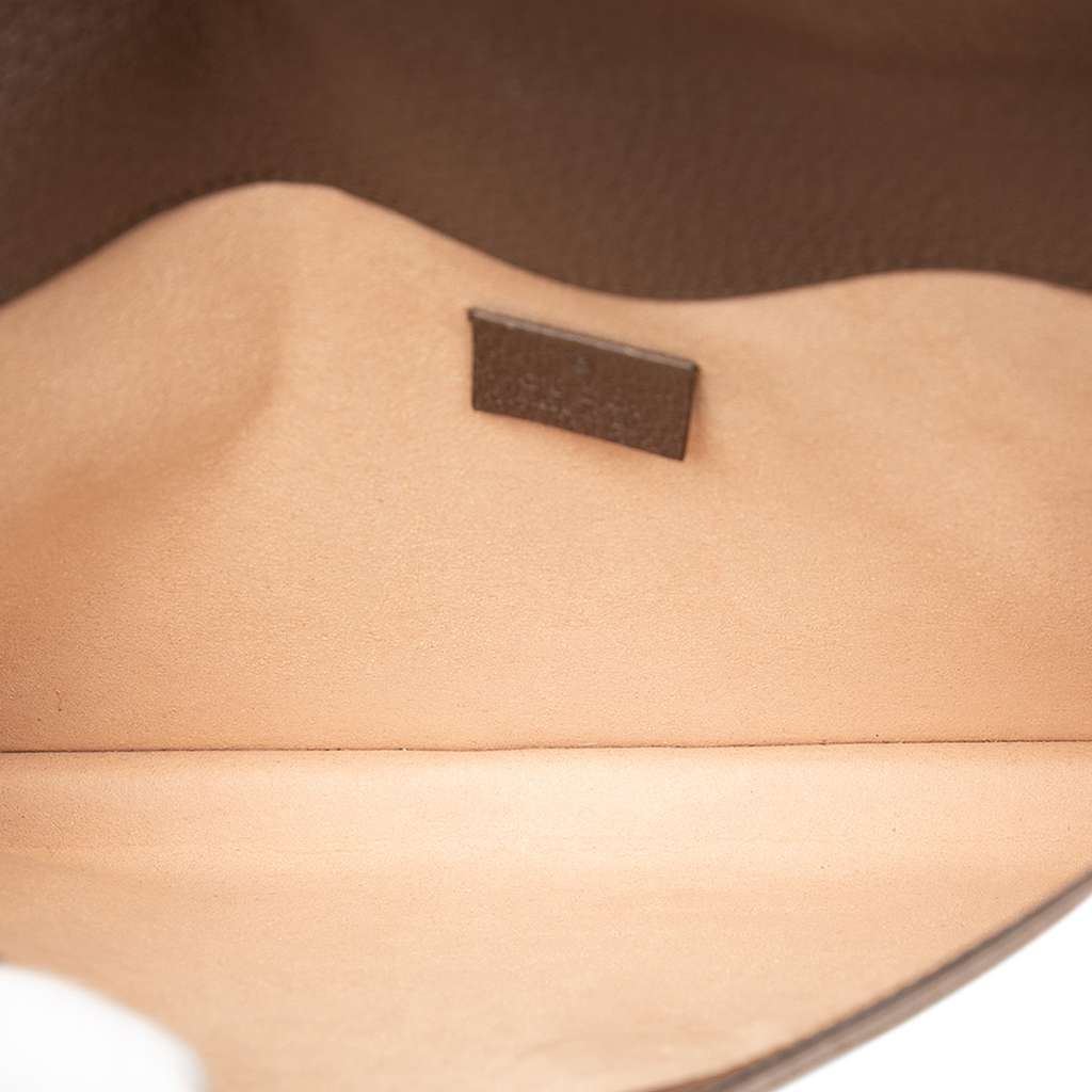 Gucci GG Supreme Web Ophidia Flap Clutch Brown Canvas Good - Model View