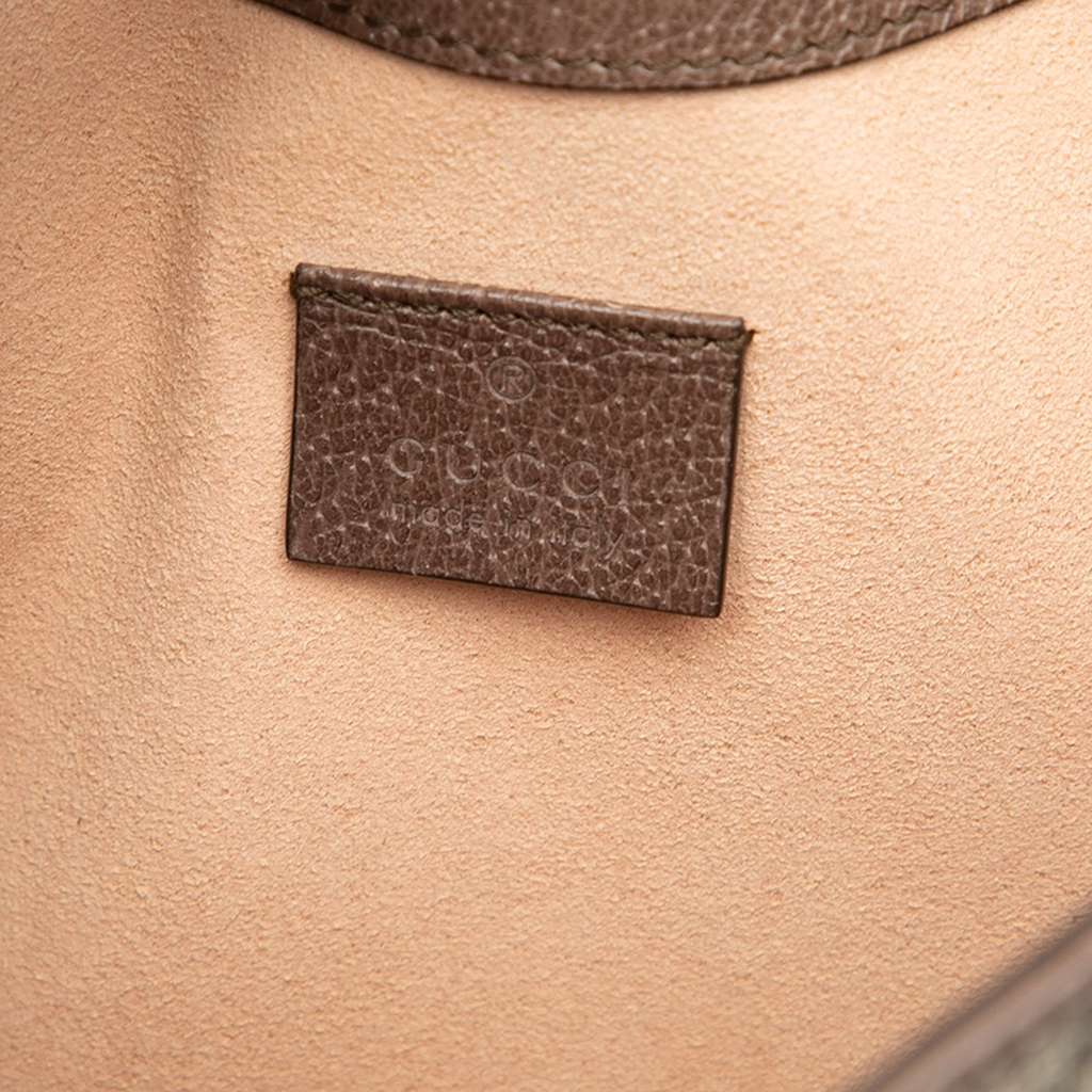 Gucci GG Supreme Web Ophidia Flap Clutch Brown Canvas Good - Box View