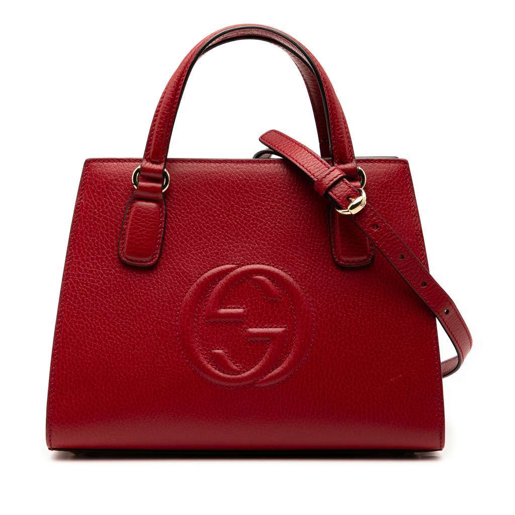 Gucci Medium Dollar Calf Soho Top Handle Convertible Tote Red Leather Very good - Front View