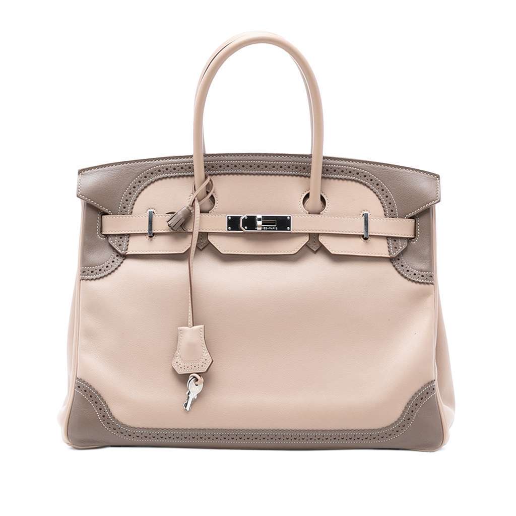 Hermès Swift Ghillies Birkin Retourne 35 Brown Canvas Very good condition - Front View