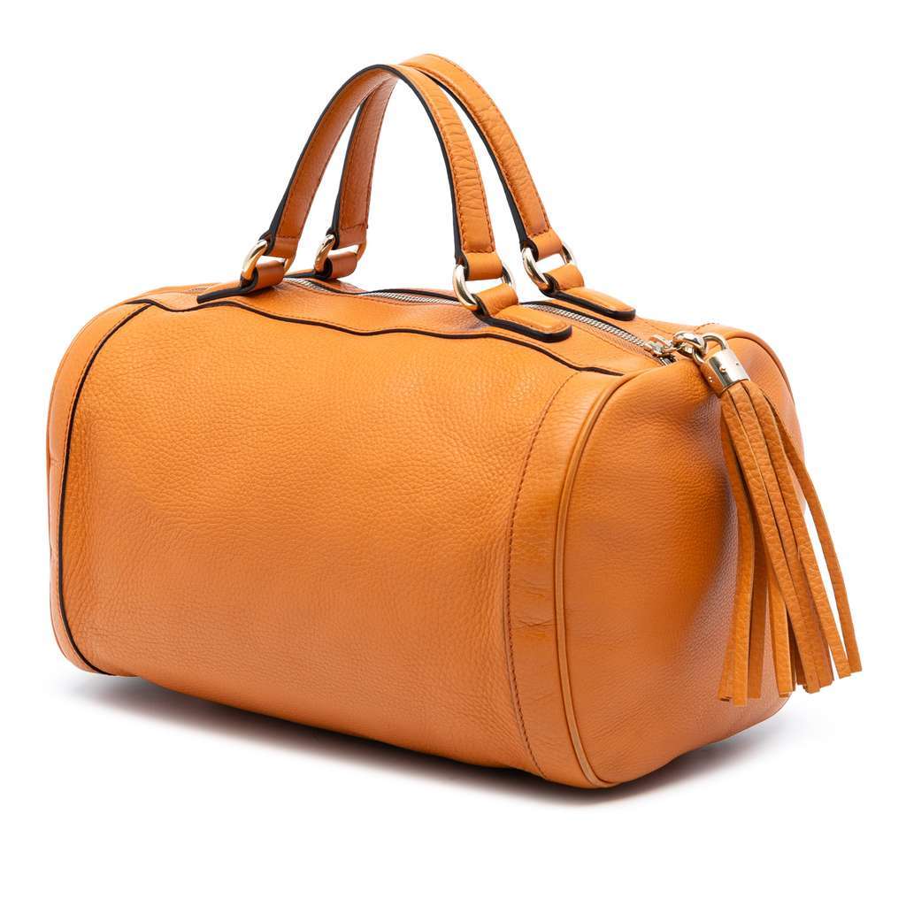 Gucci Medium Pebbled Calfskin Soho Boston Bag Orange Leather Very good - Back View