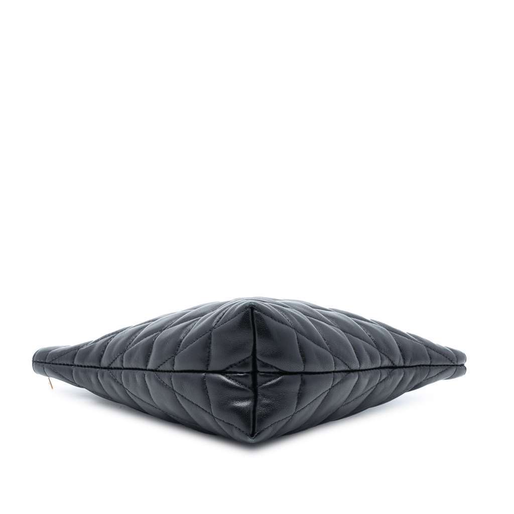 Saint Laurent Large Quilted Lambskin Sade Triangle Pouch Black Leather Very good condition - Inside View