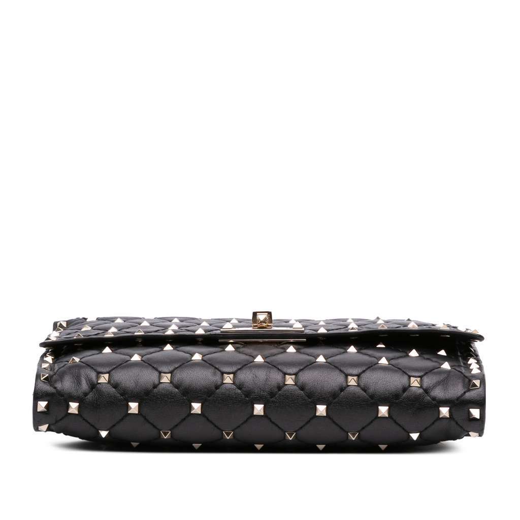 Valentino Nappa Rockstud Spike Wallet On Chain Black Leather Good - Inside View