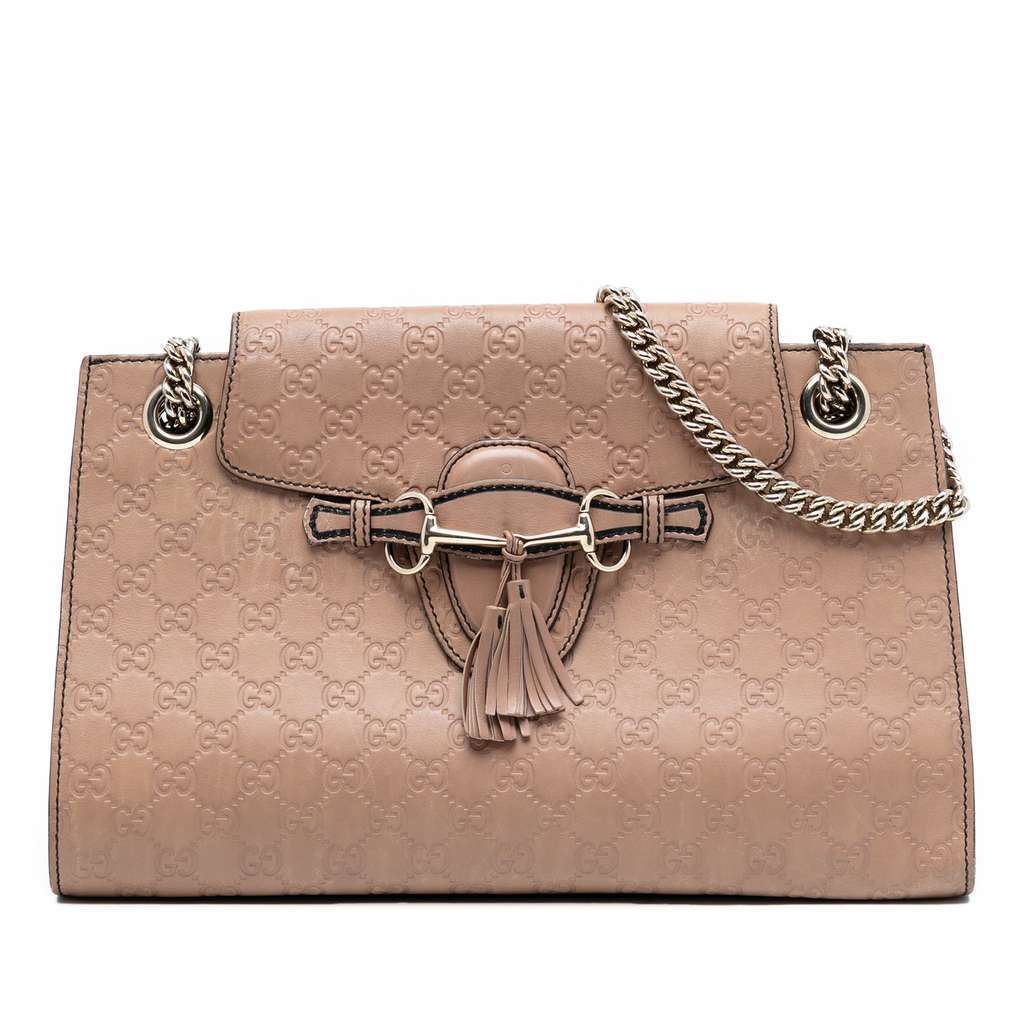 Gucci Large Guccissima Emily Shoulder Bag Brown Leather Very good - Front View