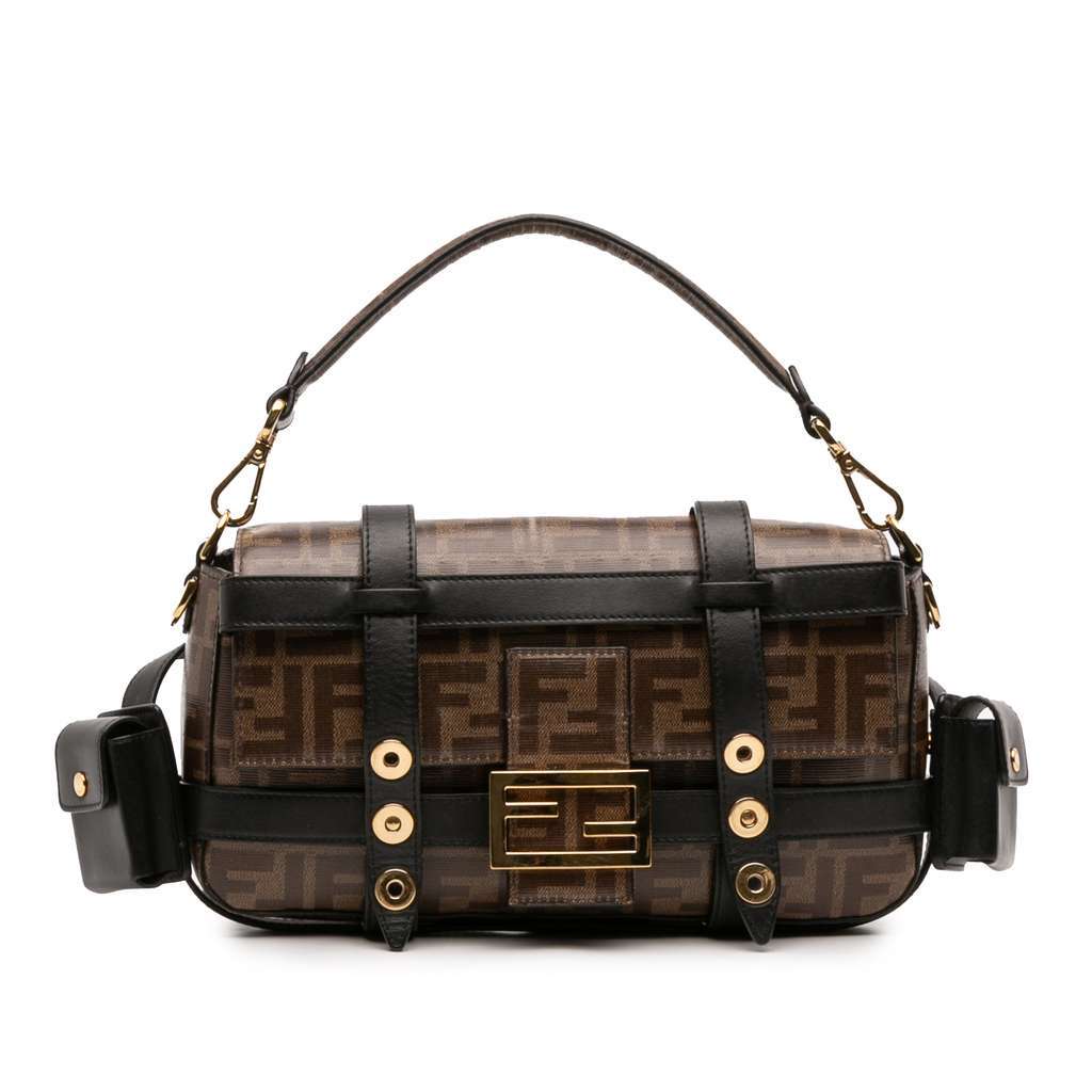 Fendi Zucca Glazed Fabric Cage Baguette Brown Canvas Very good - Front View
