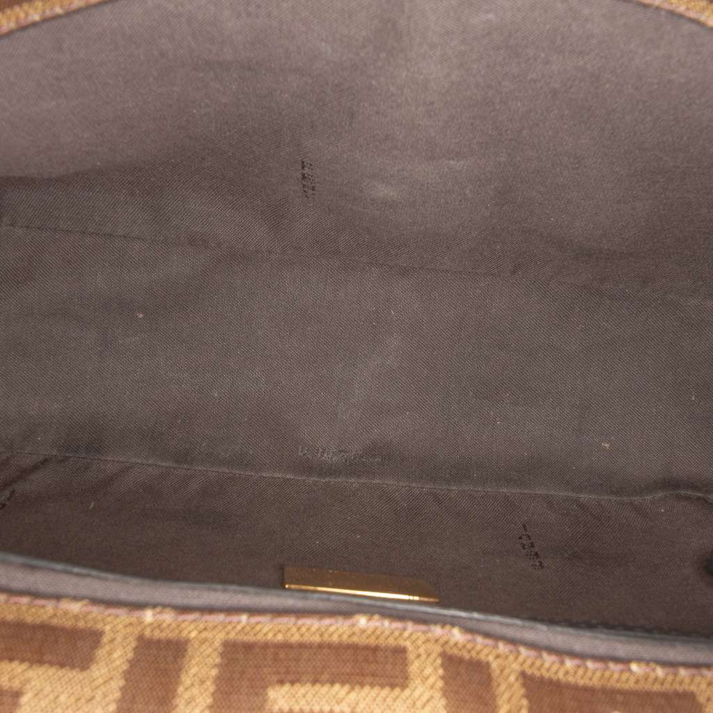 Fendi Zucca Glazed Fabric Cage Baguette Brown Canvas Very good - Model View