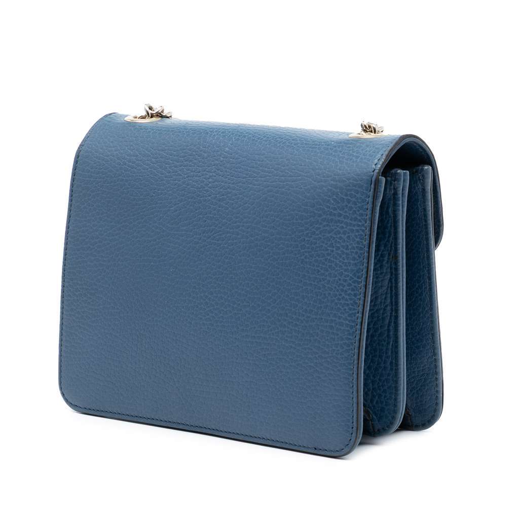 Gucci Small Dollar Calfskin Interlocking G Crossbody Blue Leather Very good - Back View