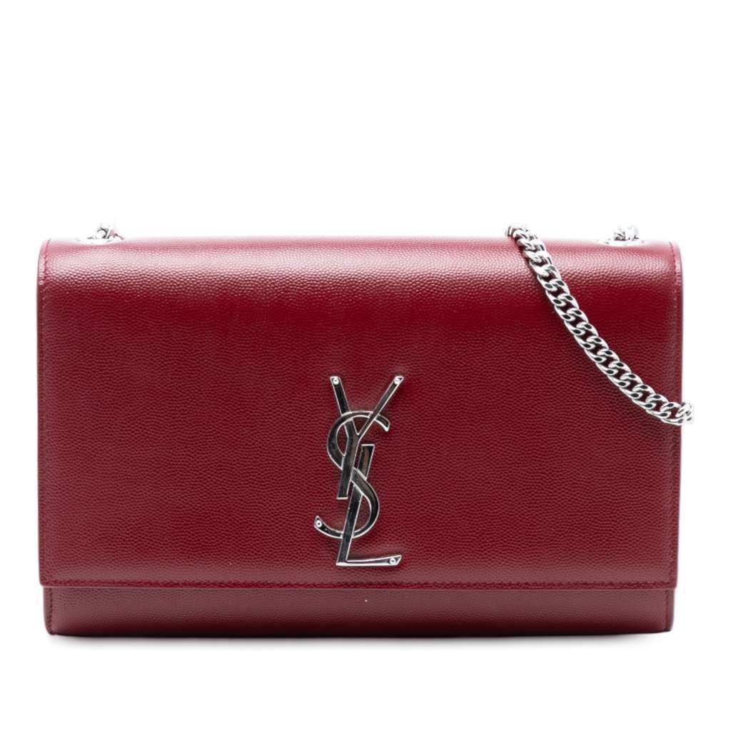 Saint Laurent Medium Grain De Poudre Monogram Kate Crossbody Red Leather Very good - Front View