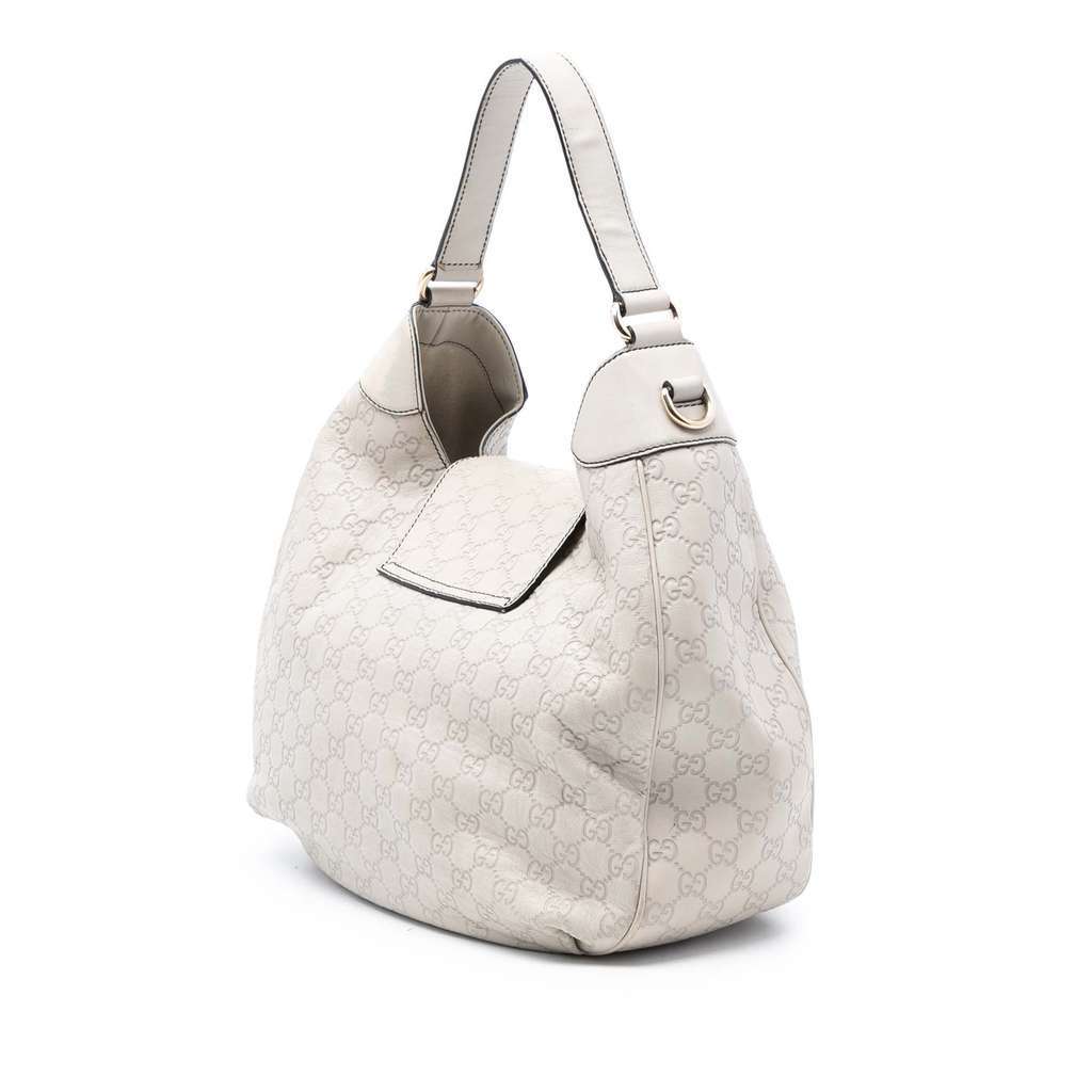 Gucci Medium Guccissima Emily Satchel White Leather Good - Back View