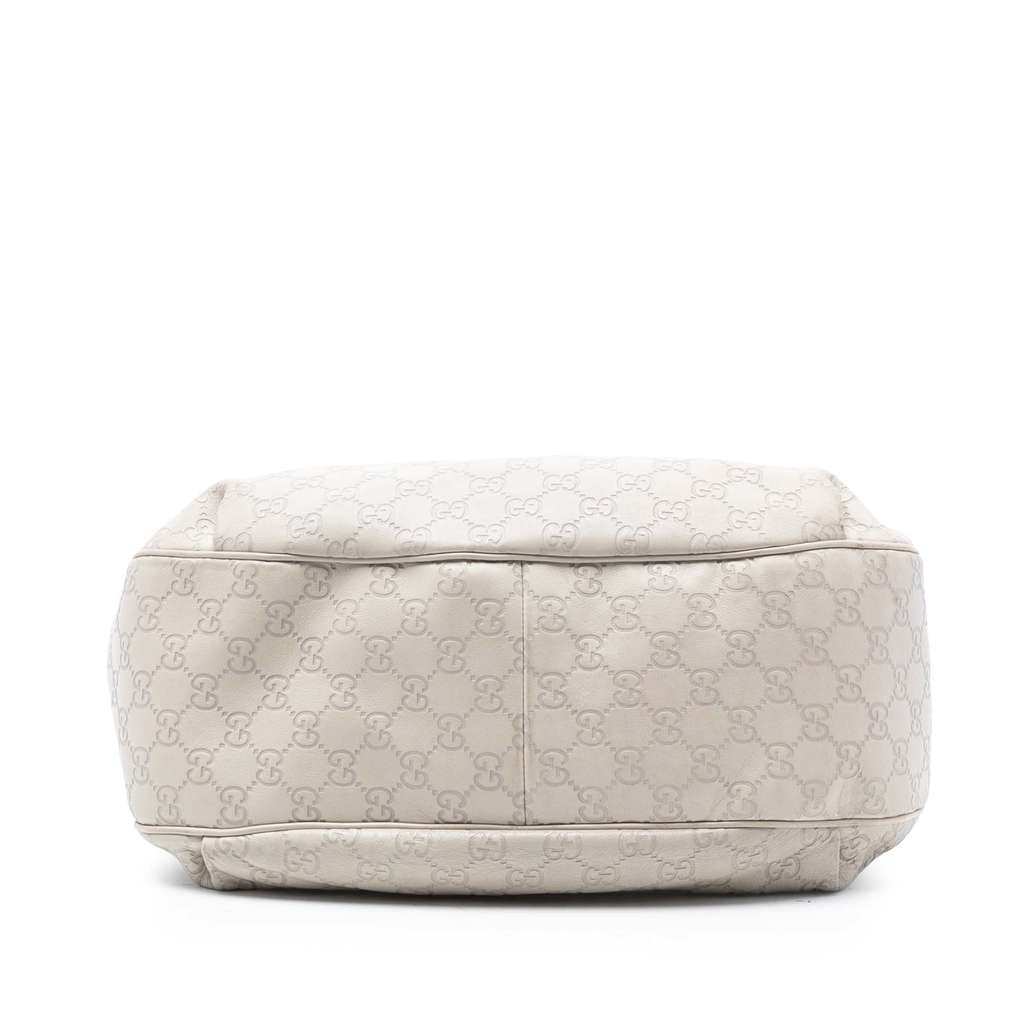 Gucci Medium Guccissima Emily Satchel White Leather Good - Inside View