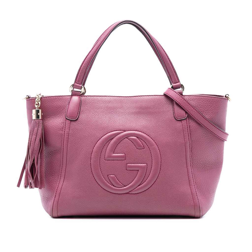 Gucci Small Pebbled Leather Soho Cellarius Satchel Purple Leather Very good - Front View
