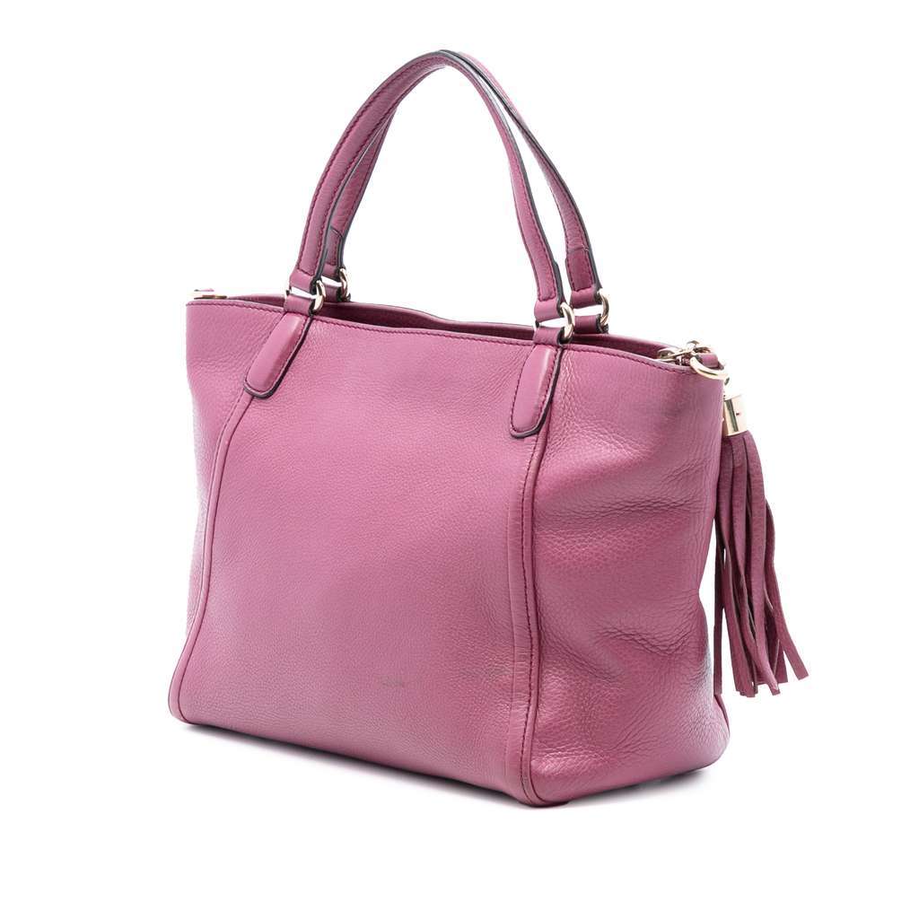 Gucci Small Pebbled Leather Soho Cellarius Satchel Purple Leather Very good - Back View