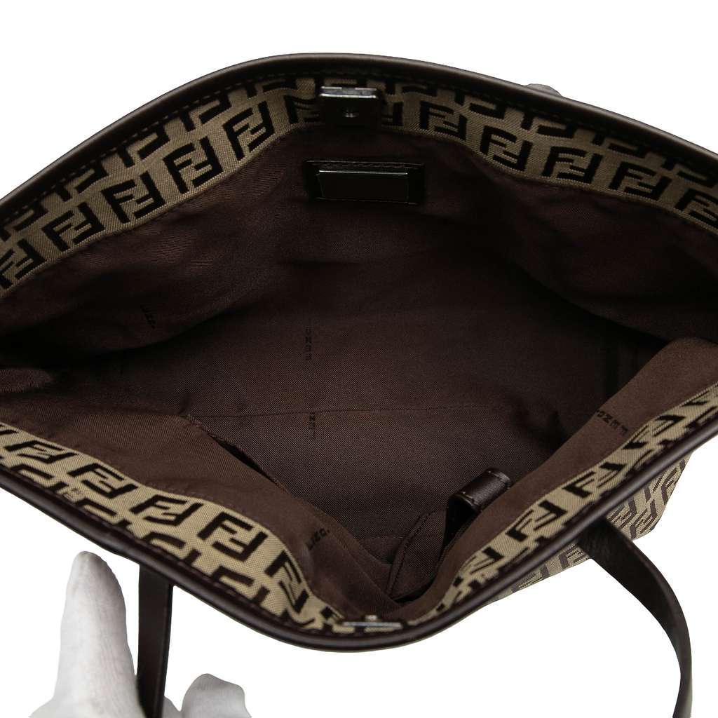 Fendi Zucchino Canvas Tote Brown Canvas Good - Model View