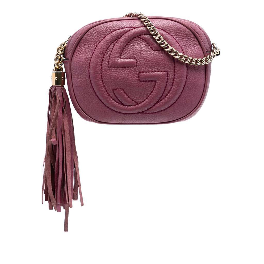 Gucci Mini Pebbled Calfskin Soho Chain Crossbody Pink Leather Very good - Front View