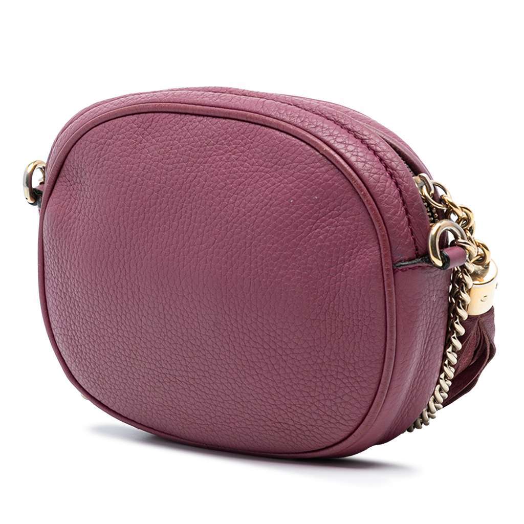 Gucci Mini Pebbled Calfskin Soho Chain Crossbody Pink Leather Very good - Back View
