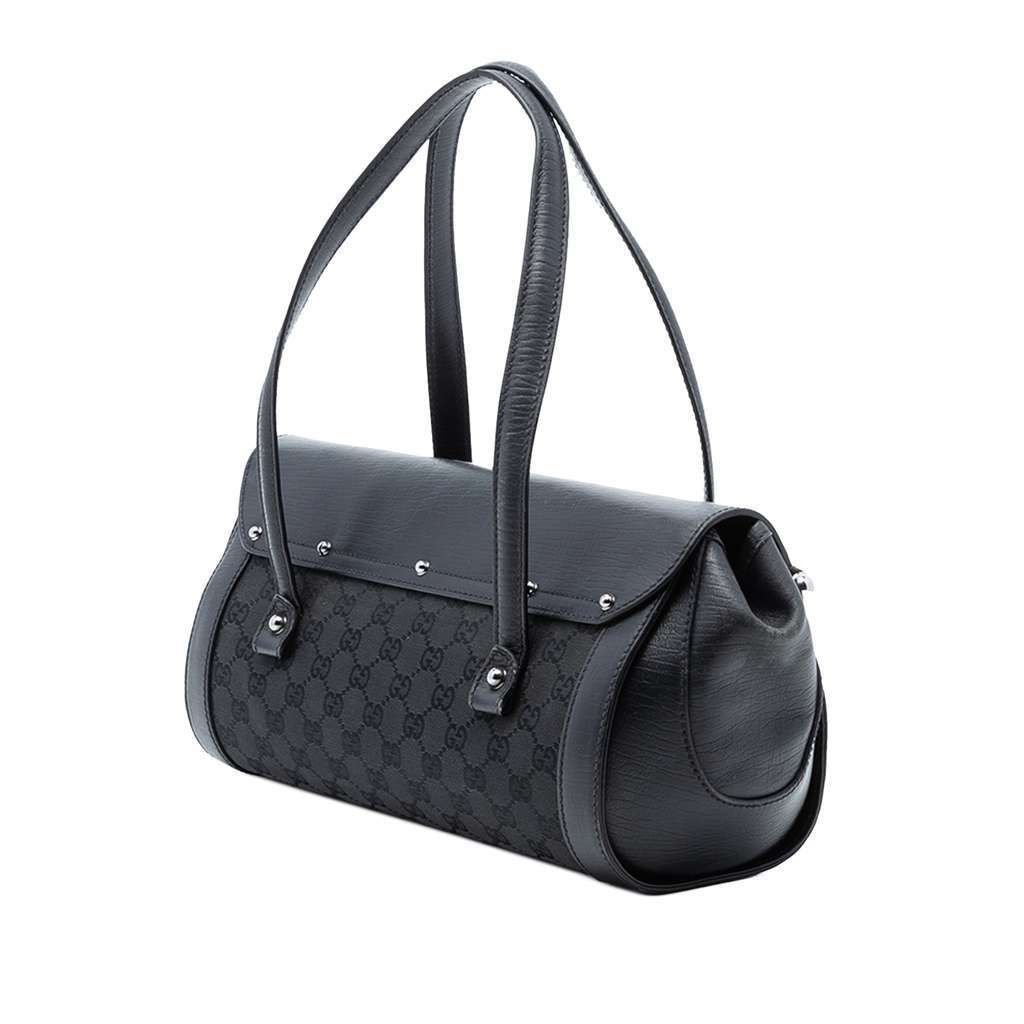 Gucci GG Canvas Bamboo Bullet Shoulder Bag Black Canvas Very good condition - Back View