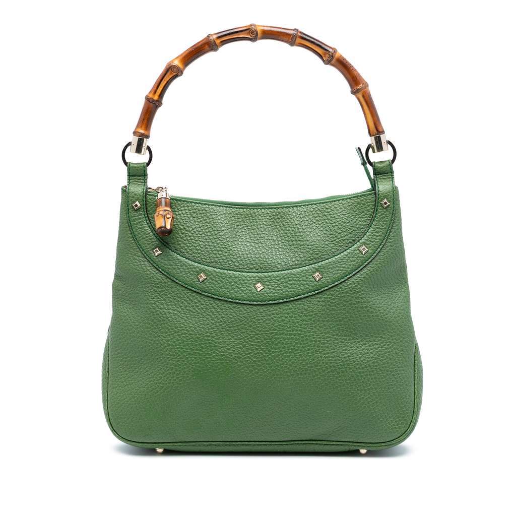 Gucci Leather Bamboo Anita Handbag Green Canvas Good condition - Front View