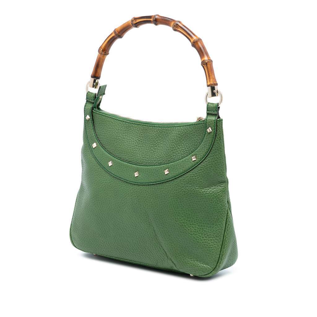 Gucci Leather Bamboo Anita Handbag Green Canvas Good condition - Back View