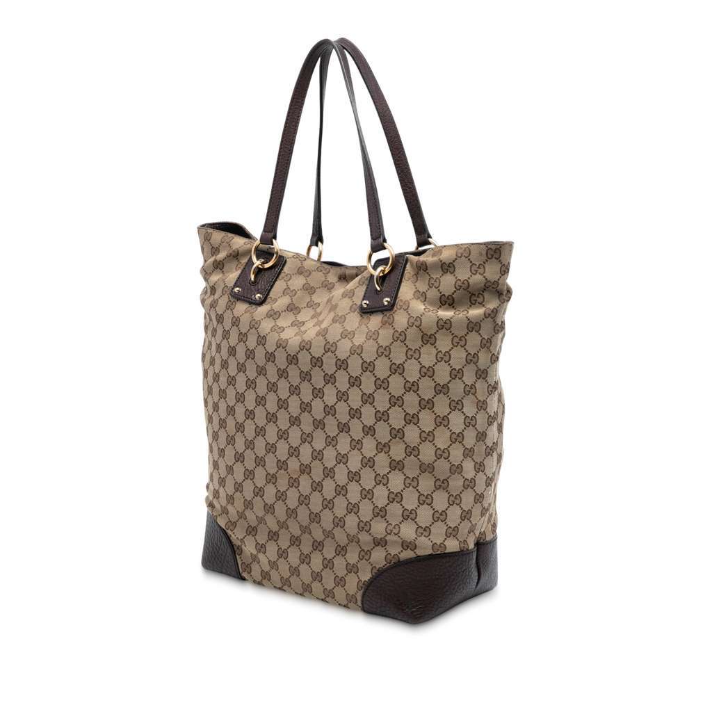 Gucci Large GG Canvas GG Charm Tote Brown Canvas Good - Back View