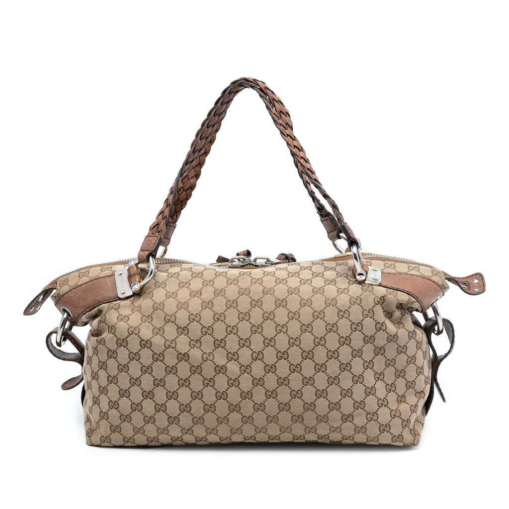 Gucci Medium GG Canvas Bamboo Bar Tote Brown Canvas Very good condition - Front View