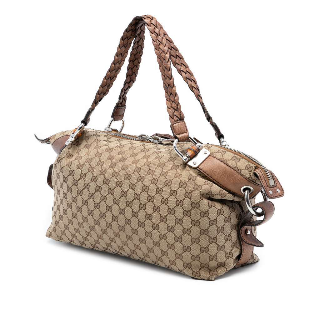 Gucci Medium GG Canvas Bamboo Bar Tote Brown Canvas Very good condition - Back View