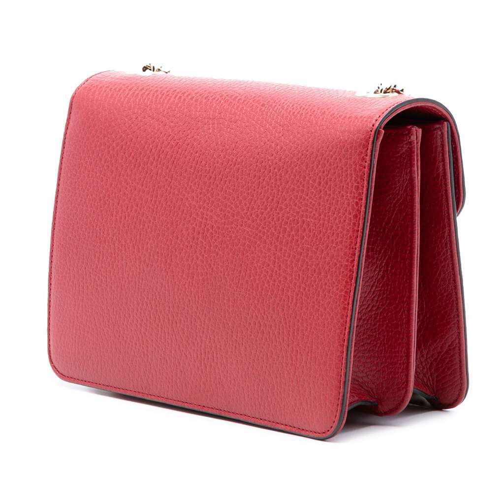 Gucci Small Dollar Calfskin Interlocking G Crossbody Red Leather Very good condition - Back View