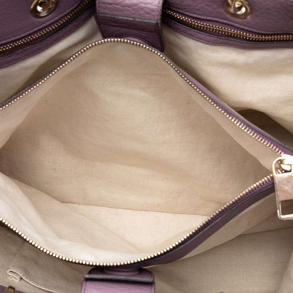 Gucci Large Calfskin Bamboo Shopper Satchel Purple Leather Very good condition - Model View