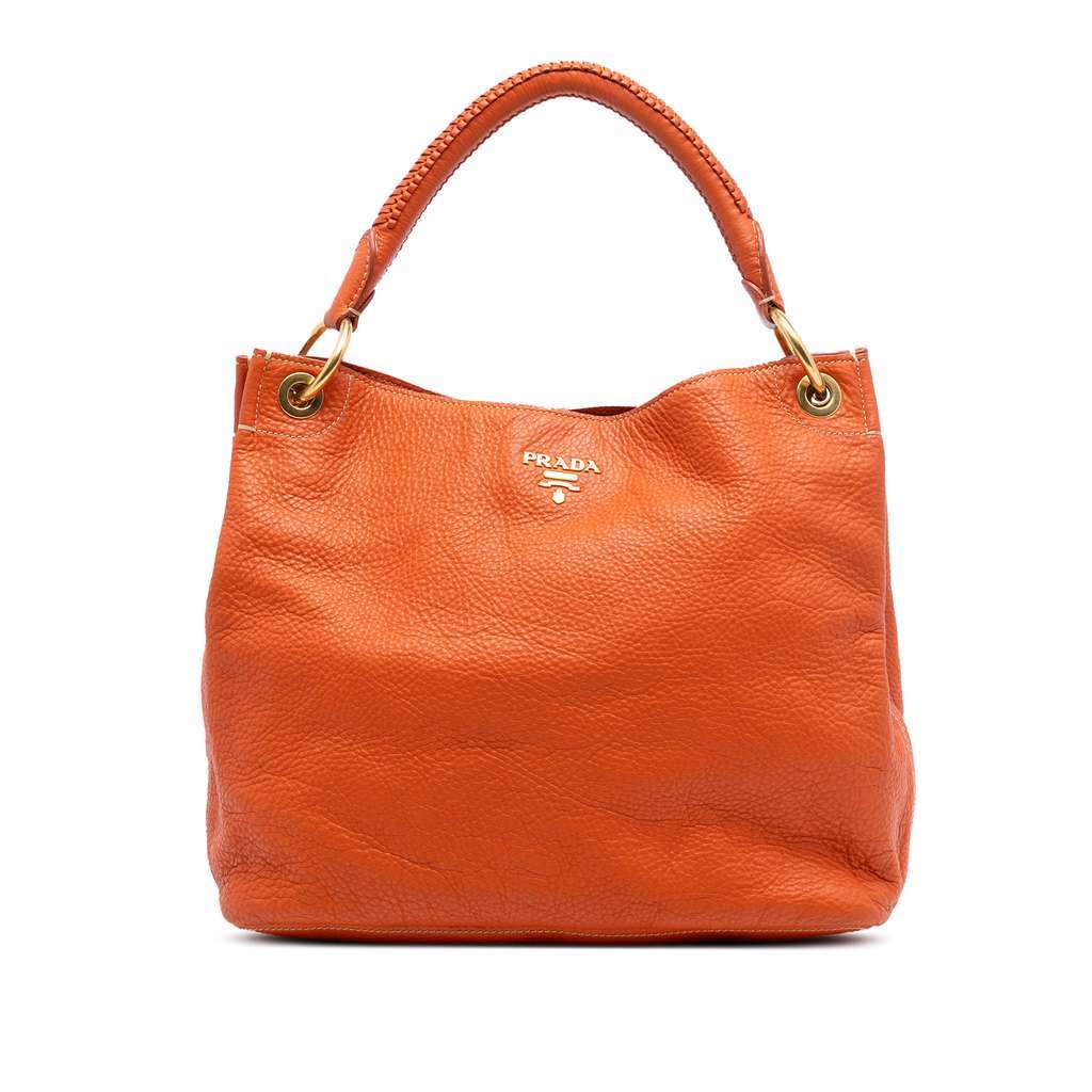 Prada Vitello Daino Hobo Orange Leather Very good condition - Front View