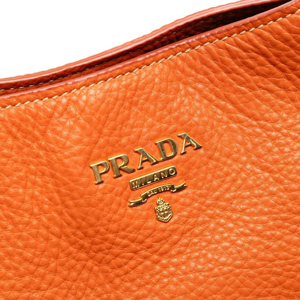 Prada Vitello Daino Hobo Orange Leather Very good condition - Box View