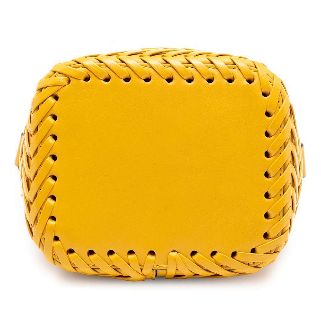 Fendi Mini Embossed Leather Whipstitch Mon Tresor Bucket Bag Yellow Leather Very good - Inside View