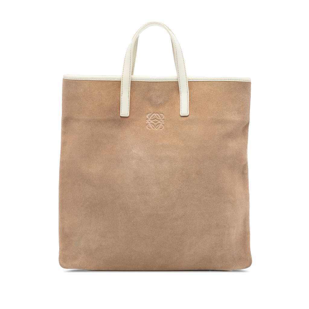 Loewe Anagram Suede Tote Brown Leather Very good - Front View