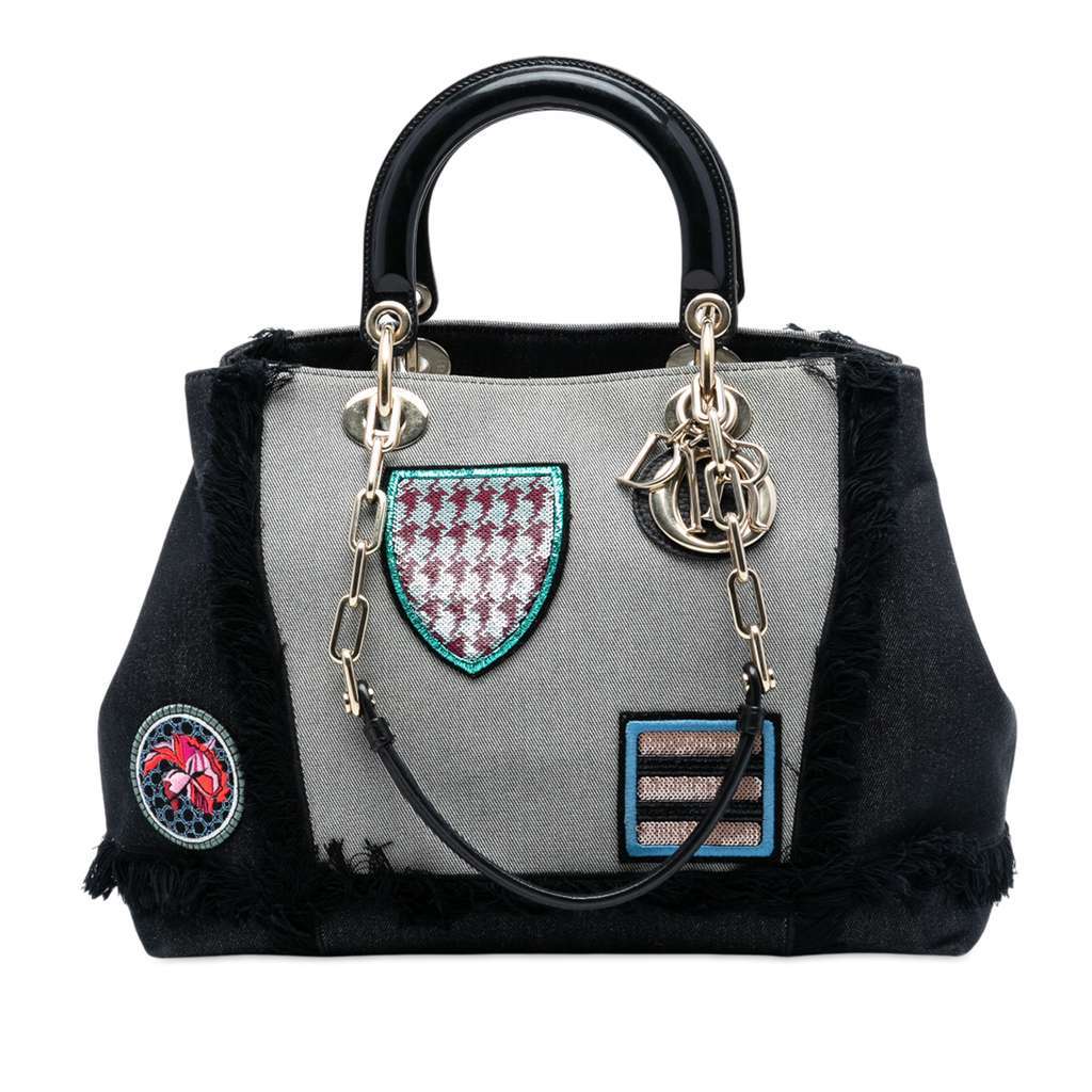 Dior Denim Patch D Light Satchel Black Denim Very good - Front View
