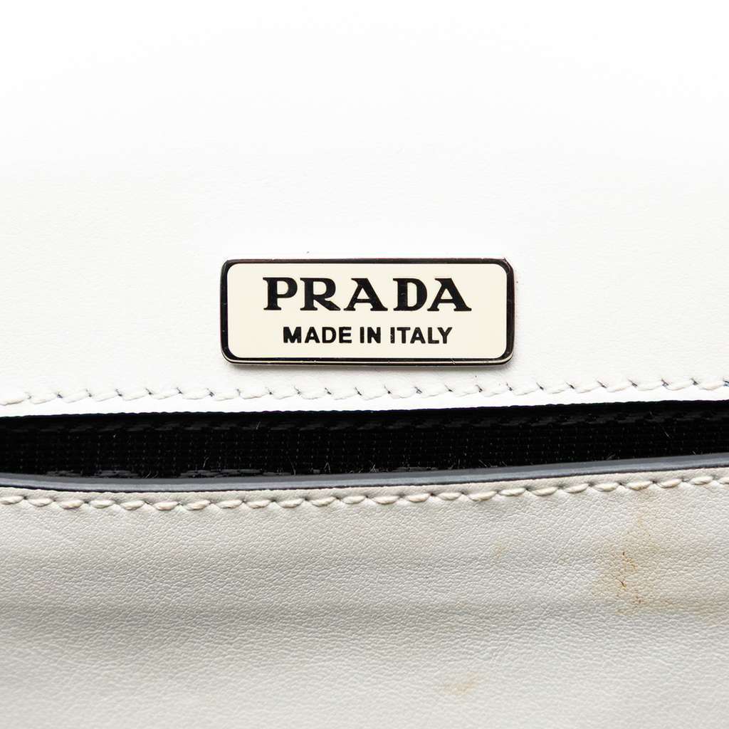 Prada City Calf Studded Folk Corsiere Satchel White Leather Very good condition - Box View