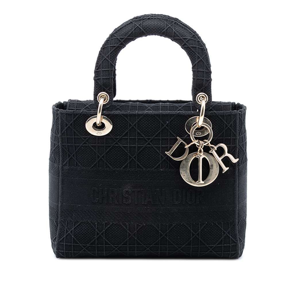 Dior Medium Canvas Cannage Lady D Lite Black Canvas Very good - Front View