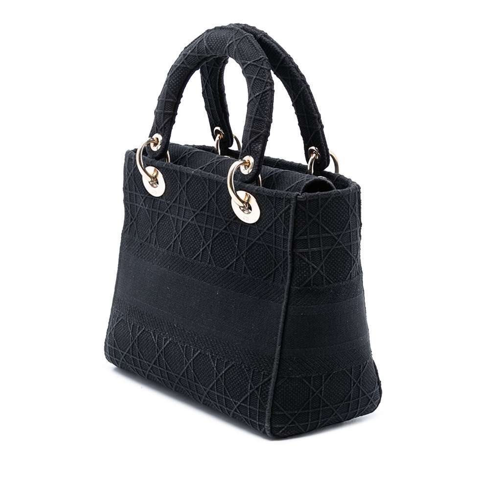 Dior Medium Canvas Cannage Lady D Lite Black Canvas Very good - Back View