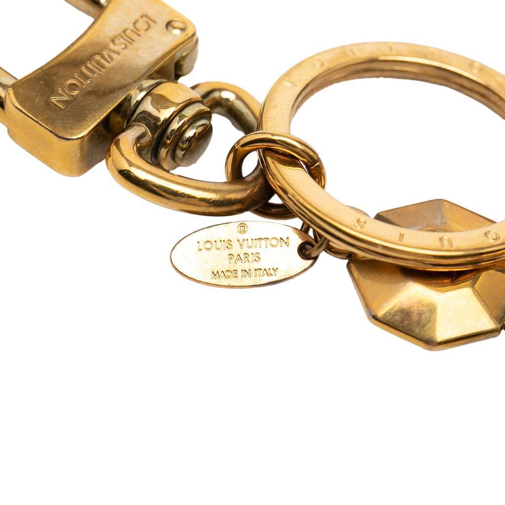 Louis Vuitton Gold Plated LV Facettes Bag Charm and Key Holder Gold Metal Very good condition - Inside View