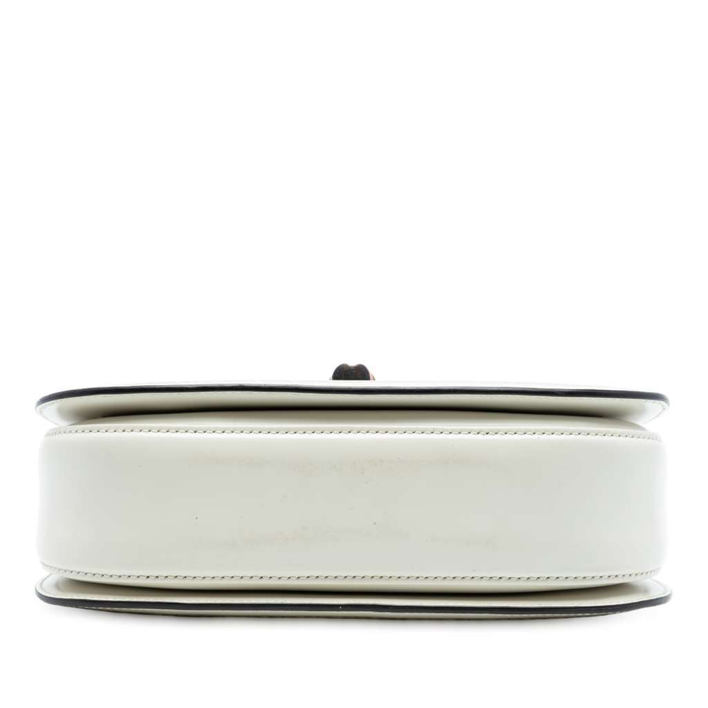 Gucci Calfskin Frame Print Bamboo Top Handle Bag White Leather Very good - Inside View