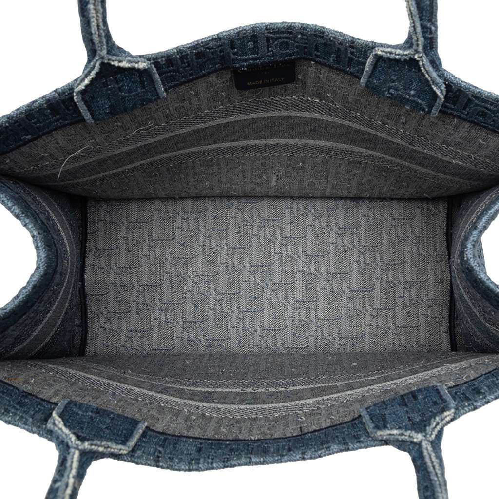 Dior Medium Oblique Denim Book Tote Blue Denim Very good - Model View