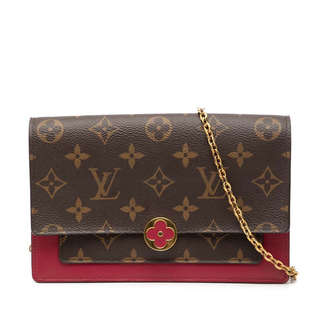 Louis Vuitton Monogram Flore Wallet On Chain Brown Very good - Front View