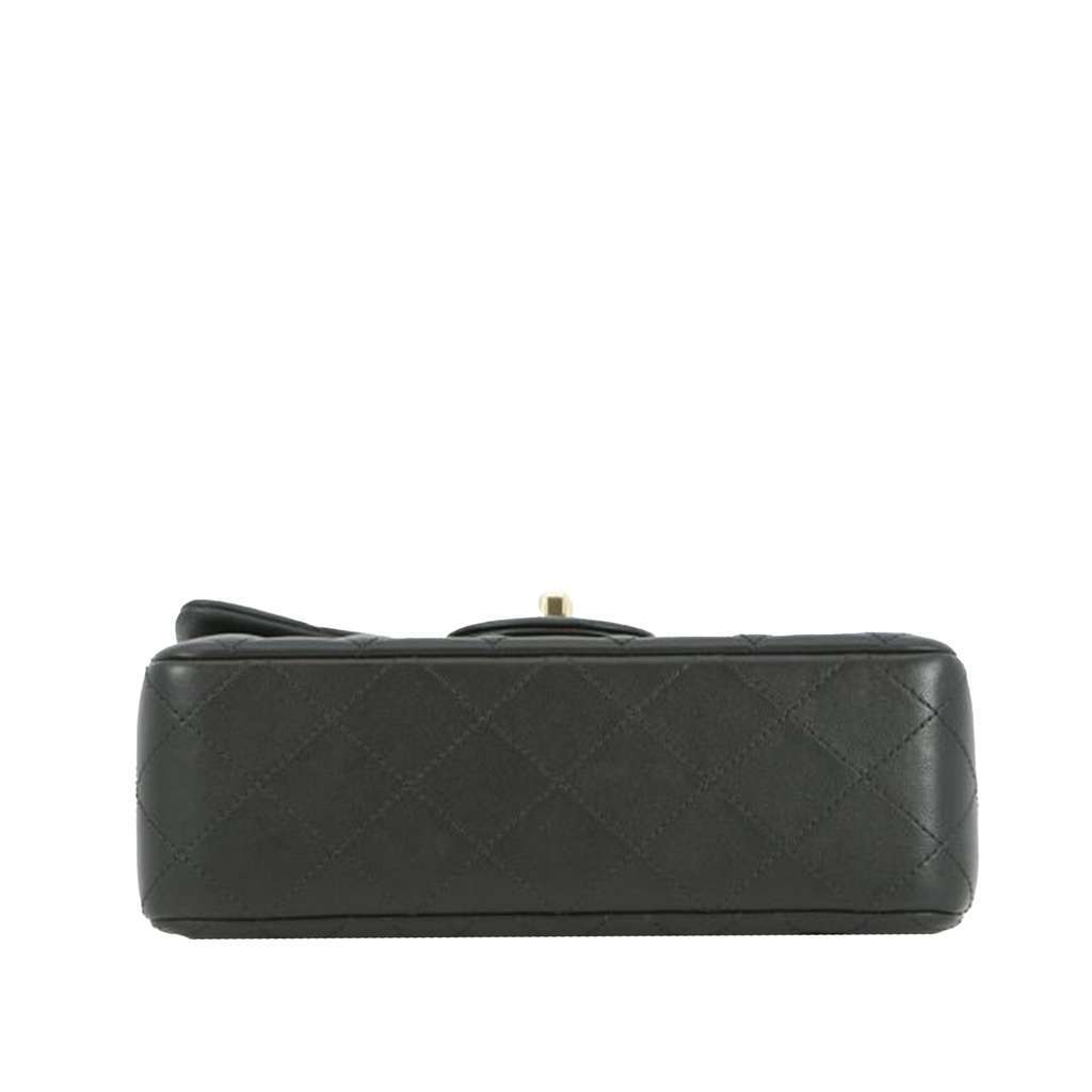 Chanel Mini Rectangular Classic Lambskin Top Handle Flap Black Leather Good - Inside View