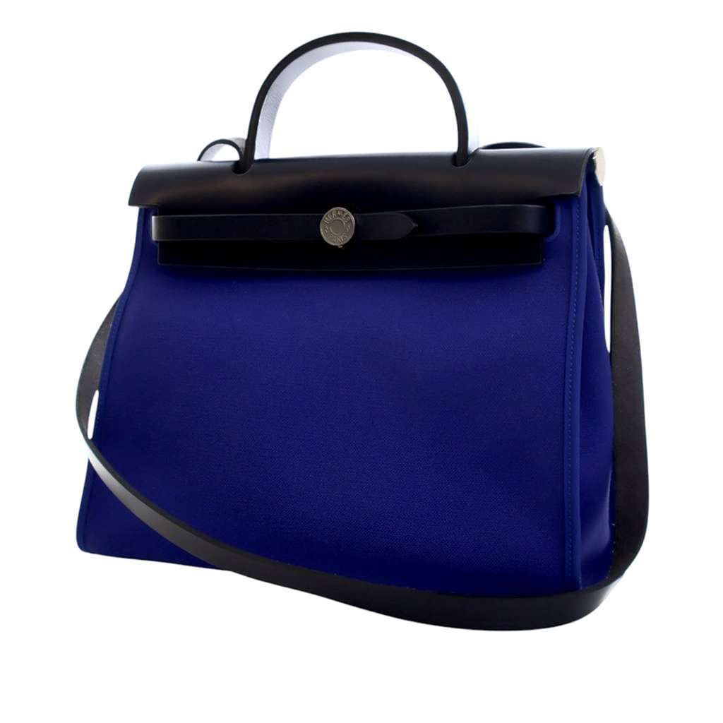 Hermès Toile Herbag Zip 31 Blue Canvas Very good condition - Back View