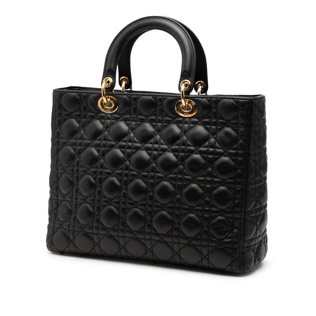 Dior Large Lambskin Cannage Lady Dior Black Leather Very good - Back View