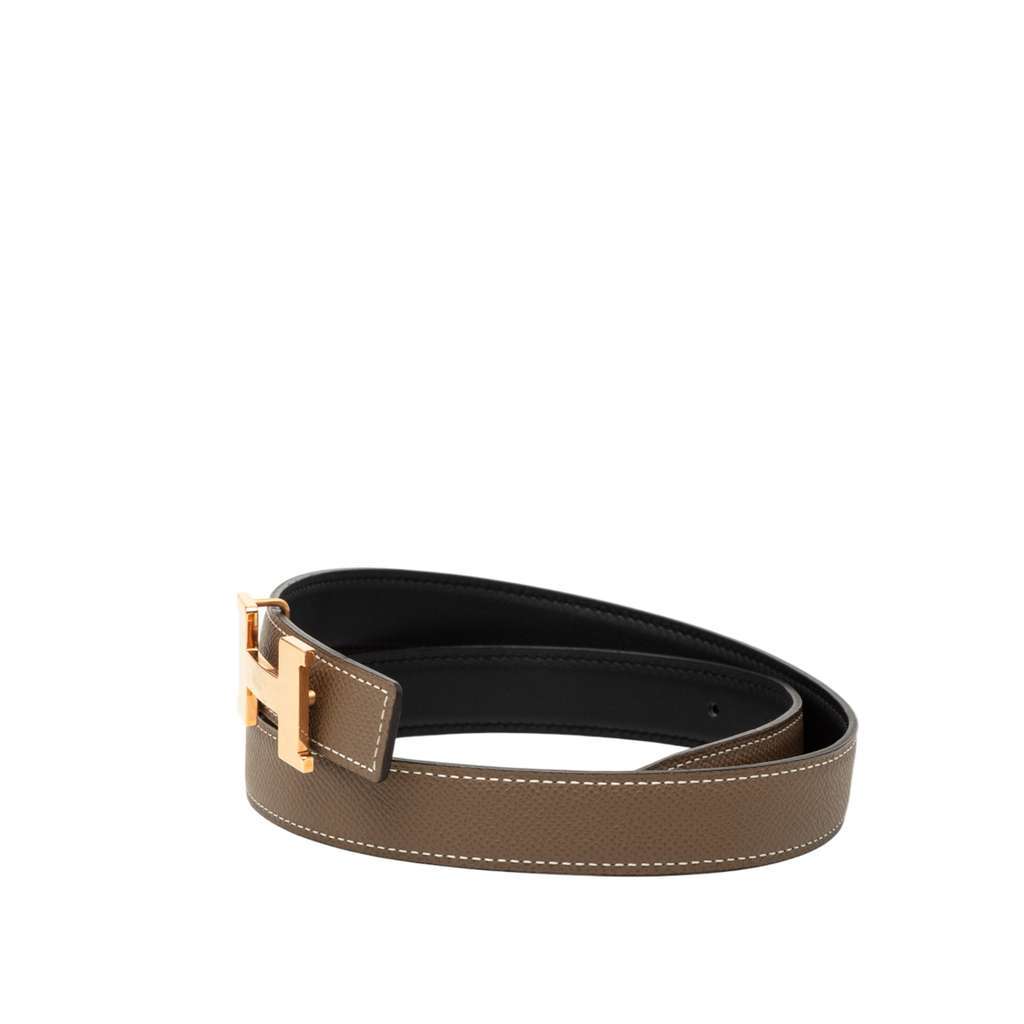 Hermès Epsom and Swift Constance H Reversible Belt Brown Leather Good condition - Back View